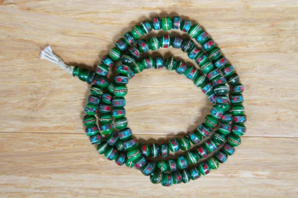 Yak Bone Medicine Beads - Green
