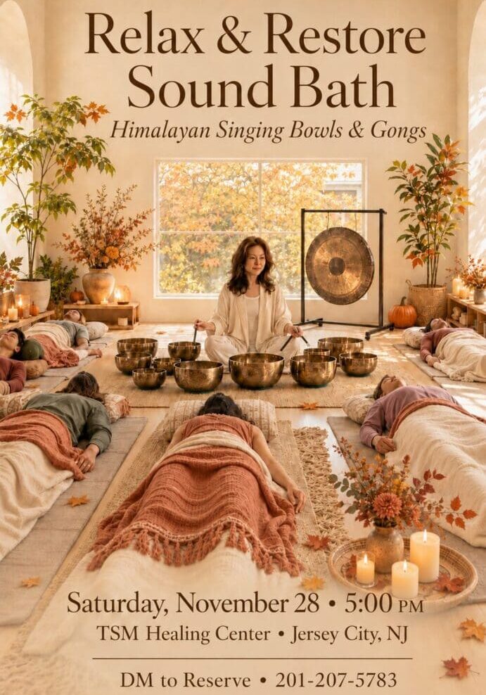 Relaxation session with singing bowls and gongs